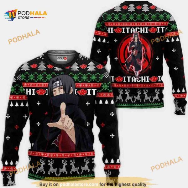 Akatsuki Itachi Naruto Anime Xmas Ugly Christmas Knitted Sweater