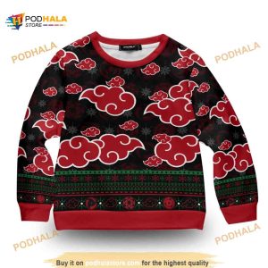 Akatsuki Sharingan Naruto Anime 3D Funny Ugly Sweater