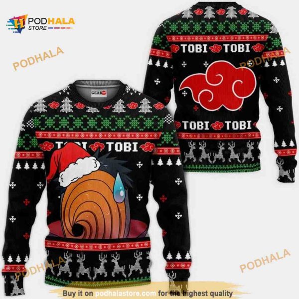 Akatsuki Tobi Naruto Anime Xmas Ugly Christmas Knitted Sweater