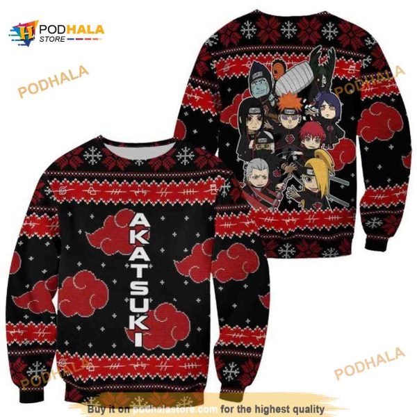 Akatsuki Ugly Christmas Anime Xmas Custom Clothes Knitted Sweater