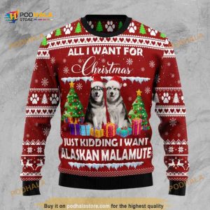 Alaskan Malamute Xmas 3D Christmas Funny Ugly Sweater