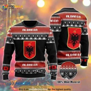 Albania Symbols All Over Printed Christmas Funny Ugly Sweater