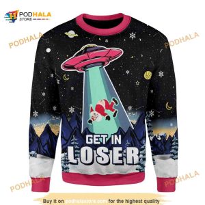 Alien Get In Loser 3D Christmas Funny Ugly Sweater