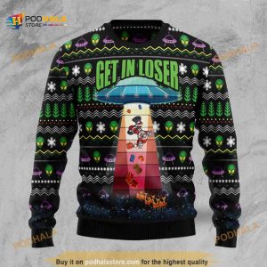 Alien Get In Loser Ufo And Santa Ugly Christmas Occasion Christmas Holiday Sweater
