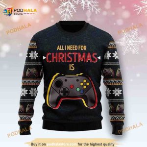 All I Need Is For Christmas Is Game 3D Christmas Funny Ugly Sweater