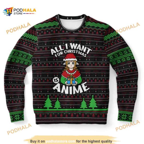 All I Want For Christmas Is Anime Ugly Wool Knitted Sweater
