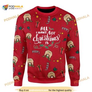 All I Want For Christmas Is You Elf Butt Ugly Christmas Wool Knitted Sweater