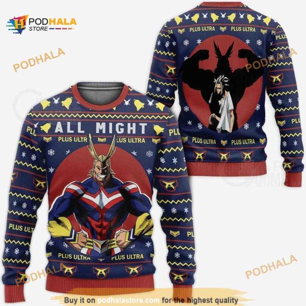 All Might My Hero Academia Anime Christmas Wool Ugly Sweater