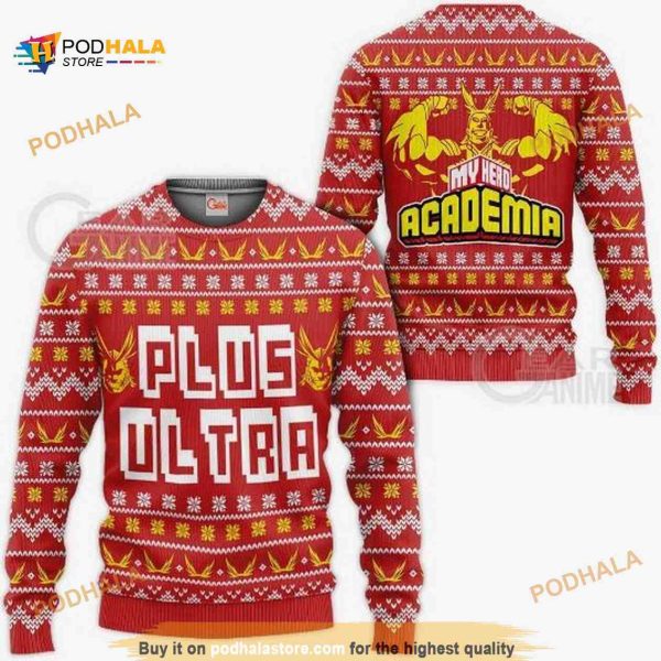 All Might Plus Ultra My Hero Academia Anime Xmas Ugly Christmas Sweater