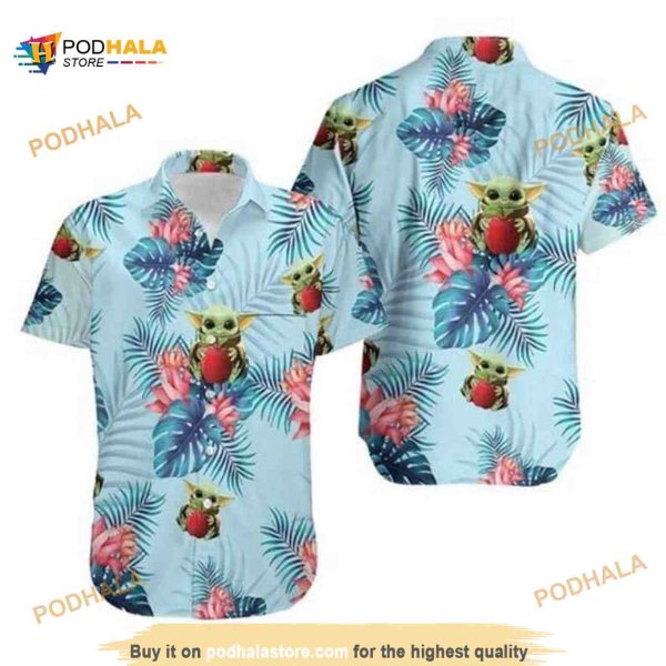 Aloha Baby Yoda Star Wars Funny Hawaiian Shirt, Beach Gift For Mandalorian Fans