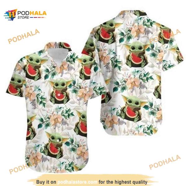 Aloha Baby Yoda Star Wars Funny Hawaiian Shirt, The Mandalorian Gift For Beach Trip