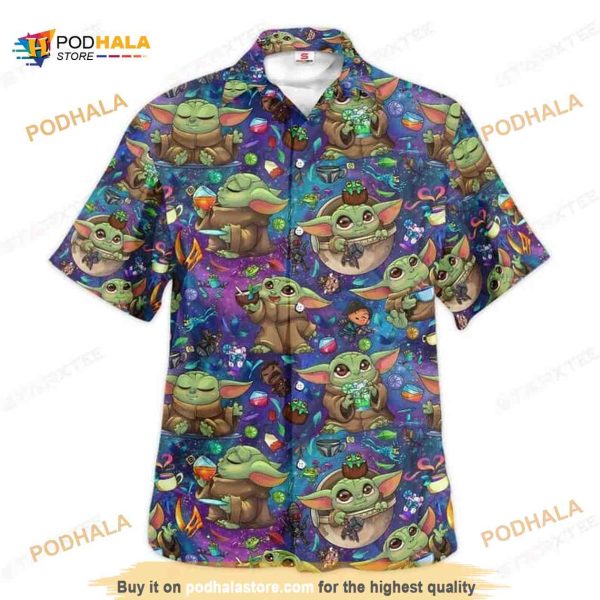 Aloha Star Wars Baby Yoda Cocktail Hawaiian Shirt, Beach Gift For Best Friend