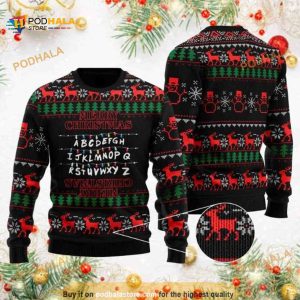 Alphabet Stranger Things Christmas Ugly Wool Sweater