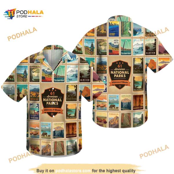 American National Park 61 Shirt, Wilderness Wonders Funny Hawaiian Shirt