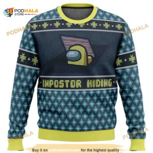 Among Us Impostor Hiding Ugly Xmas Wool Sweater