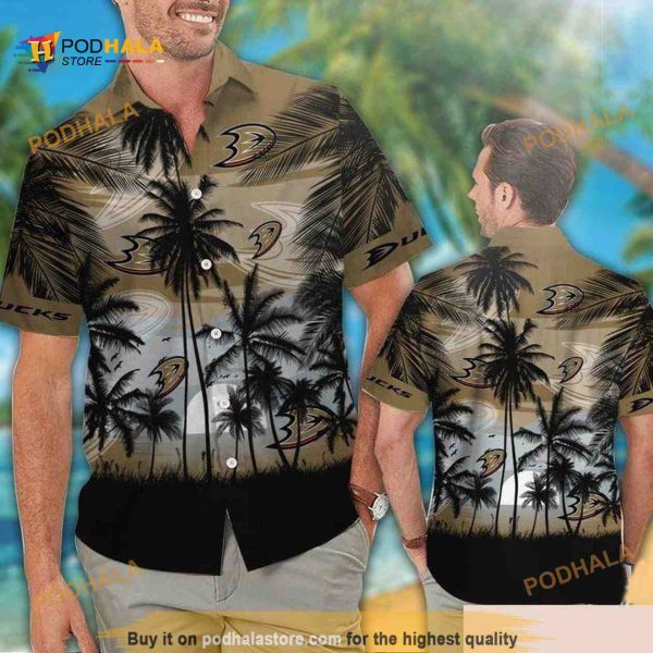 Anaheim Ducks Funny Hawaiian Shirt Palm Tree Hockey Fan Gift