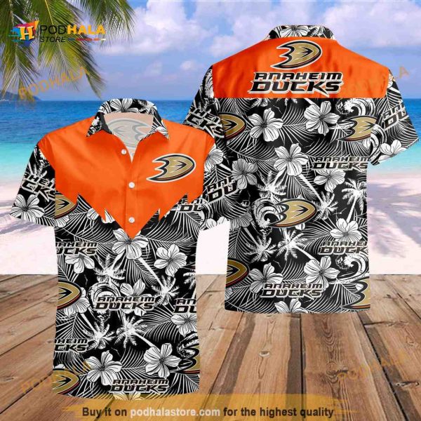 Anaheim Ducks Funny Hawaiian Shirt Tropical Flower Pattern All Over Print