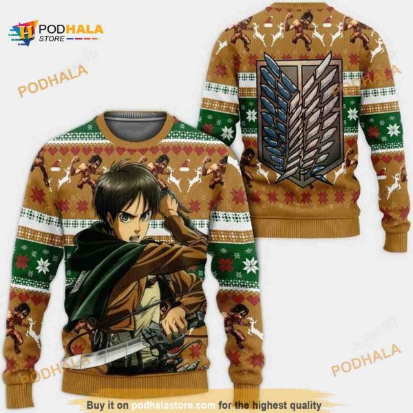 Anime Eren Yeager Ugly Sweater Attack On Titan Fan