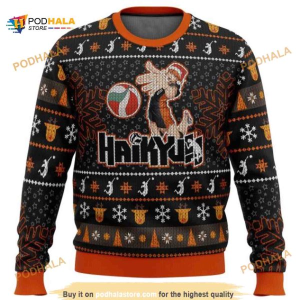 Anime Hinata Shouyou Haikyuu Xmas Ugly Wool Knitted Sweater