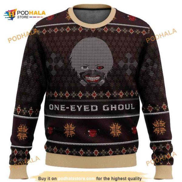 Anime Ken Kaneki One-Eyed Ghoul Anime Gift Fan Christmas Ugly Wool Knitted Sweater