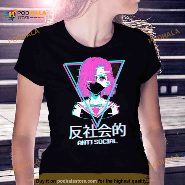 Antisocial Vaporwave Anime Girl Japanese Aesthetic T Shirt