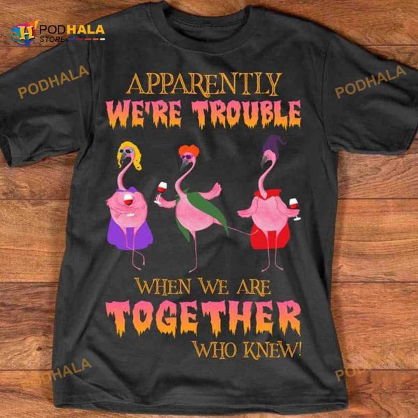 Apparently When We Are Together Who Knew Pink Flamingo Halloween Shirt