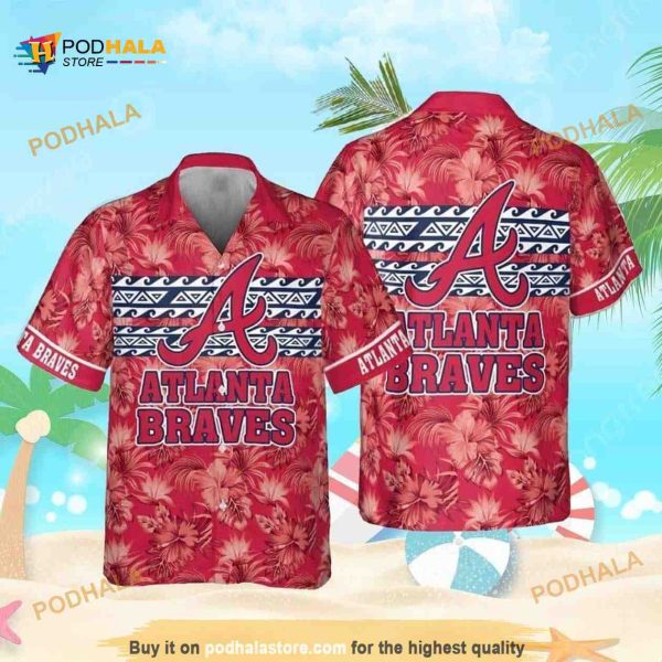 Atlanta Braves Hawaiian Shirt, MLB Aloha Shirt, Hibiscus Flower Pattern All Over Print