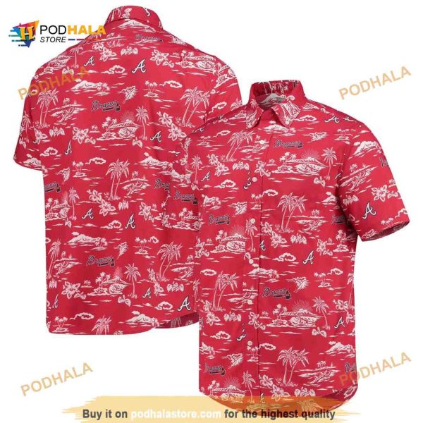 Atlanta Braves Hawaiian Shirt, MLB Aloha Shirt, Red Aloha Beach Pattern