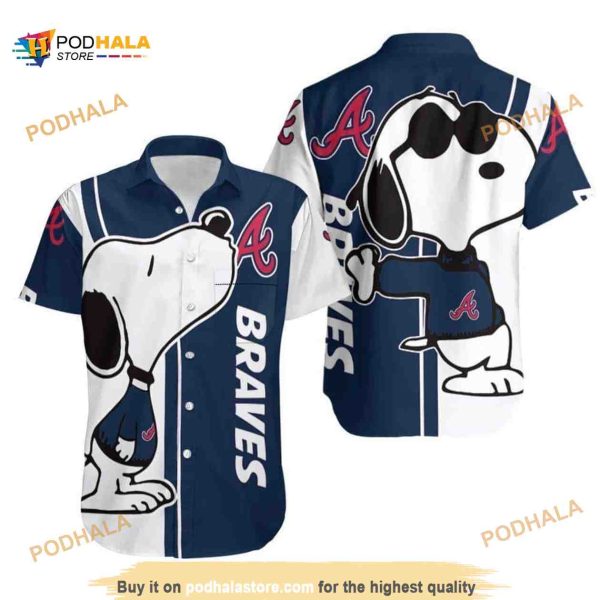 Atlanta Braves Hawaiian Shirt, MLB Aloha Shirt, Snoopy Practical Beach Gift