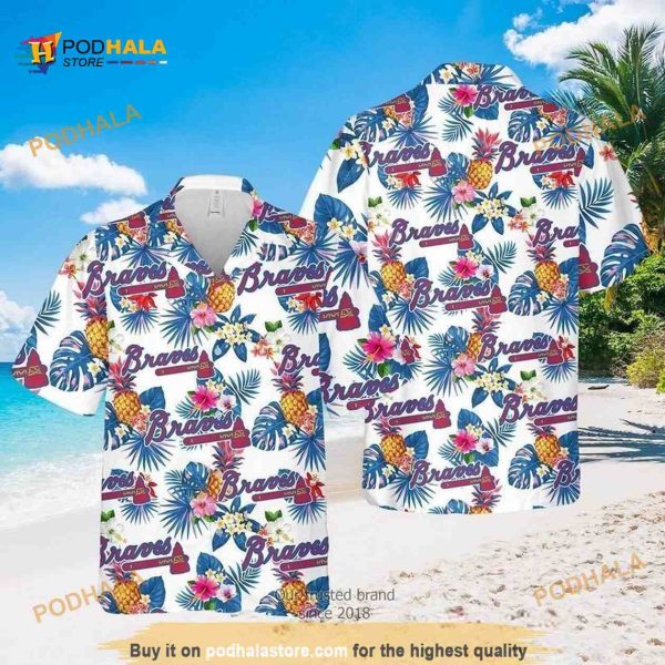 Atlanta Braves Hawaiian Shirt, MLB Aloha Shirt, Tropical Pattern Summer Gift For Friend