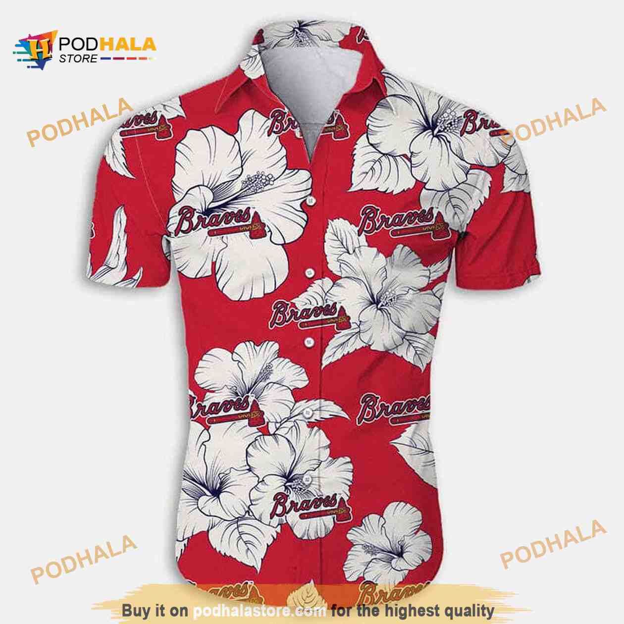 Atlanta Braves MLB Hawaiian Shirt 3D, Red Aloha Hibiscus Flower Pattern -  Podhalastore