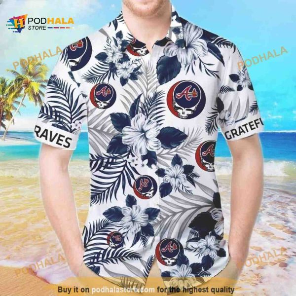 Atlanta Braves MLB Hawaiian Shirt 3D, Tropical Flower Pattern Aloha Shirt
