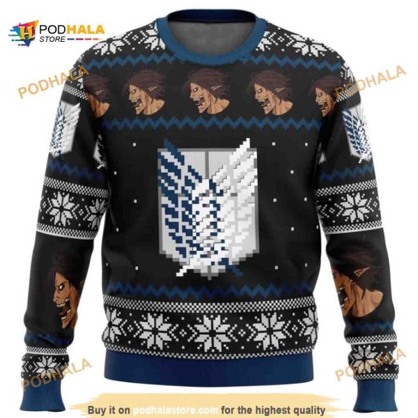 Attack On Titan Anime Citybarks Ugly Xmas Wool Knitted Sweater