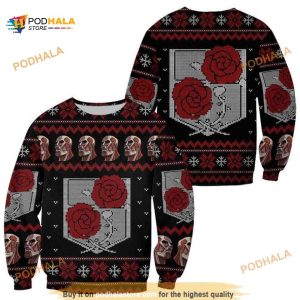 Attack On Titan Garrison Xmas Clothes Ugly Christmas Knitted Sweater