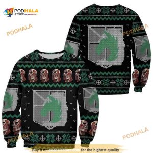 Attack On Titan Military Badged Police Xmas Clothes Ugly Christmas Knitted Sweater