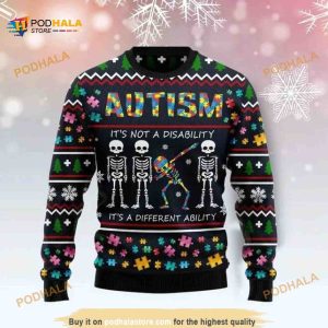Autism Dancing It’s Not A Disability It’s A Different Ability Ugly Christmas Sweater