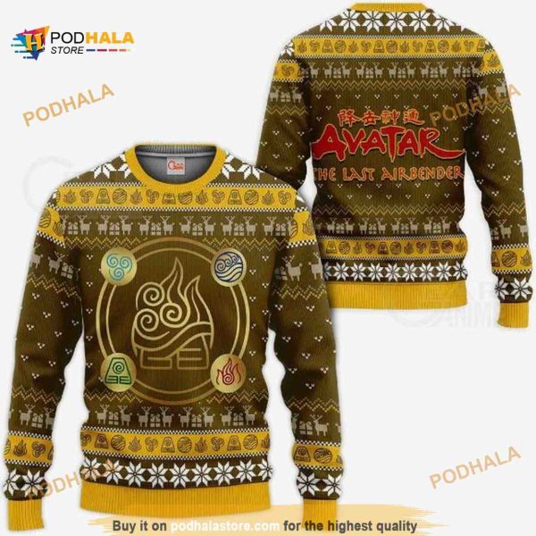 Avatar Airbender Ugly Christmas Symbols Anime Xmas Sweater