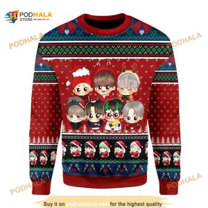 BTS Band Chibi Christmas Funny Ugly Christmas Sweater