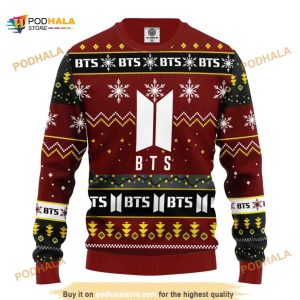 BTS Red Brown All Over Printed Funny Ugly Christmas Sweater