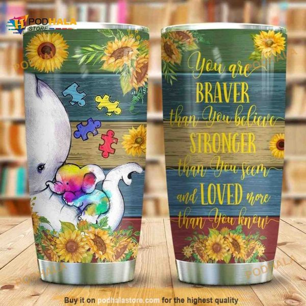 Baby Elephant Autism Stainless Steel Cup Travel Tumbler