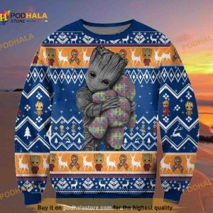 Baby Groot Autism Awareness Full Print Ugly Christmas Sweater