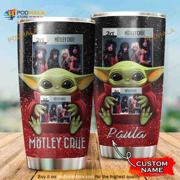 Baby Yoda Motley Crue Custom Name Travel Tumbler, Coffee Tumbler