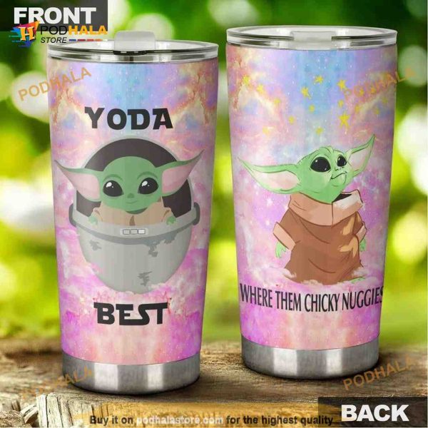 Baby Yoda Star Wars Pink Where Them Chicky Nuggies Travel Tumbler, Coffee Tumbler