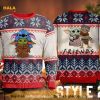 Baby Yoda, Stitch And Friends Christmas Sweater With Variation 2
