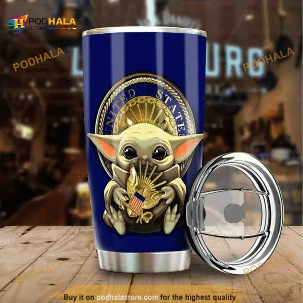 Baby Yoda Us Navy Gift For Lover Day Travel Tumbler, Coffee Tumbler