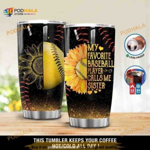 Baseball And Sunflower Stainless Steel Cup Travel Tumbler, Coffee Tumbler