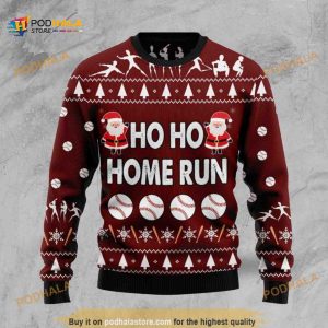 Baseball Hoho Home Run 3D Funny Ugly Christmas Sweater