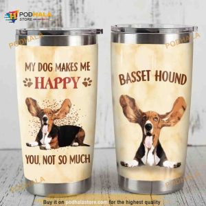 Basset Hound Dog My Dog Makes Me Happy Travel Tumbler, Coffee Tumbler