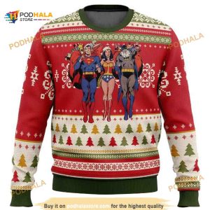 Batman Superman Wonder Woman Ugly Xmas Team DC Wool Sweater