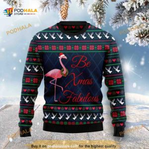 Be Xmas Fabulous Flamingo 3D Funny Ugly Christmas Sweater
